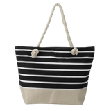 Large Capacity Striped Canvas Beach Tote Bag –Travel & Vacation Handbag