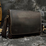 Men's Crazy Horse Leather Crossbody Messenger Bag – Fits A4 Documents