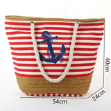 Spacious Anchor Stripe Canvas Handbag - Your Stylish Seaside Companion