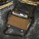 Men's Crazy Horse Leather Crossbody Messenger Bag – Fits A4 Documents