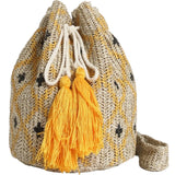 Seaside Boho Chic - Straw Woven Bucket Beach Bag with Tassel