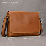 Men's Crazy Horse Leather Crossbody Messenger Bag – Fits A4 Documents