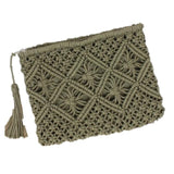 Bohemian Elegance Straw Clutch - Fashionable Tassel Handbag for Women