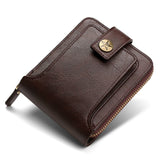 Vintage Small Men’s Wallet - Compact PU Leather Clutch with Hasp Zipper