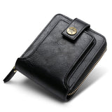 Vintage Small Men’s Wallet - Compact PU Leather Clutch with Hasp Zipper