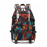 Patterned Student Laptop Backpack - USB Oxford Travel Knapsack