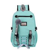 Tech-Savvy Trendsetter - Casual USB Charging School Backpack for Girls