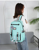 Tech-Savvy Trendsetter - Casual USB Charging School Backpack for Girls