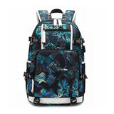 Patterned Student Laptop Backpack - USB Oxford Travel Knapsack