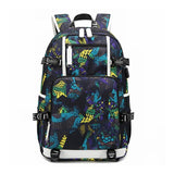 Patterned Student Laptop Backpack - USB Oxford Travel Knapsack