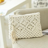 Bohemian Elegance Straw Clutch - Fashionable Tassel Handbag for Women