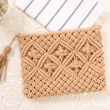 Bohemian Elegance Straw Clutch - Fashionable Tassel Handbag for Women