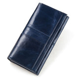 Elegant Genuine Leather Long Wallet - Secure RFID Multi-Card Holder for Women