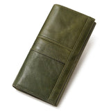 Elegant Genuine Leather Long Wallet - Secure RFID Multi-Card Holder for Women