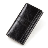 Elegant Genuine Leather Long Wallet - Secure RFID Multi-Card Holder for Women