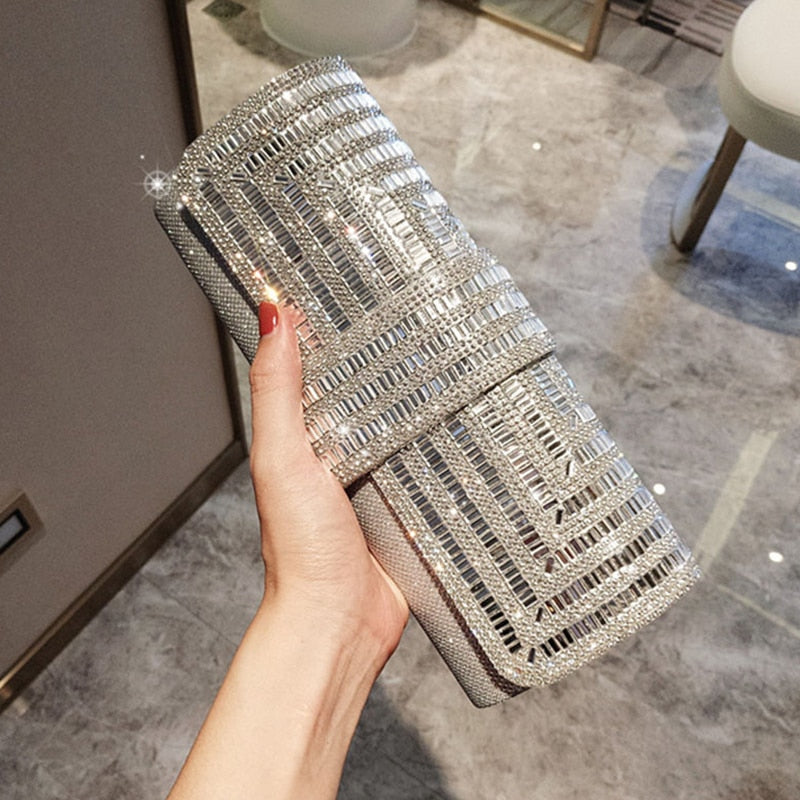 Black Clutch Purse and Handbag with Rhinestone Women's Party Evening Bag  Luxury Wedding Clutch Female Shoulder Bag Bolso ZD1460