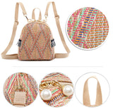 Ethnic Style Hand-Woven Diagonal Backpack - Unique Straw Braided Elegance