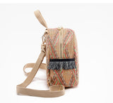 Ethnic Style Hand-Woven Diagonal Backpack - Unique Straw Braided Elegance