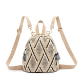 Ethnic Style Hand-Woven Diagonal Backpack - Unique Straw Braided Elegance