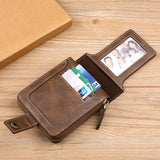 Vintage Small Men’s Wallet - Compact PU Leather Clutch with Hasp Zipper