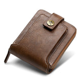 Vintage Small Men’s Wallet - Compact PU Leather Clutch with Hasp Zipper