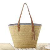 Summer Essential Woven Beach Bag - Spacious Rattan Tote with Tassels